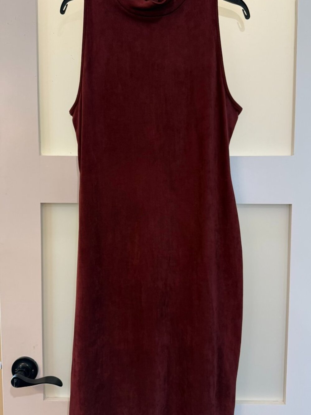 Sleeveless Deep Burgundy/Maroon Mock-neck Dinner Dress
